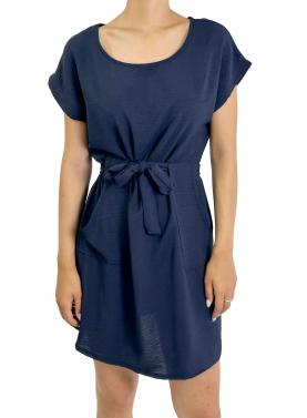 Vestito corto con fiocco girocollo
